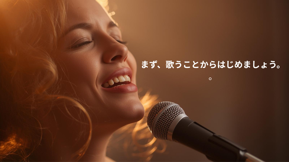 感情を込めて歌うボーカリストの表情とマイク