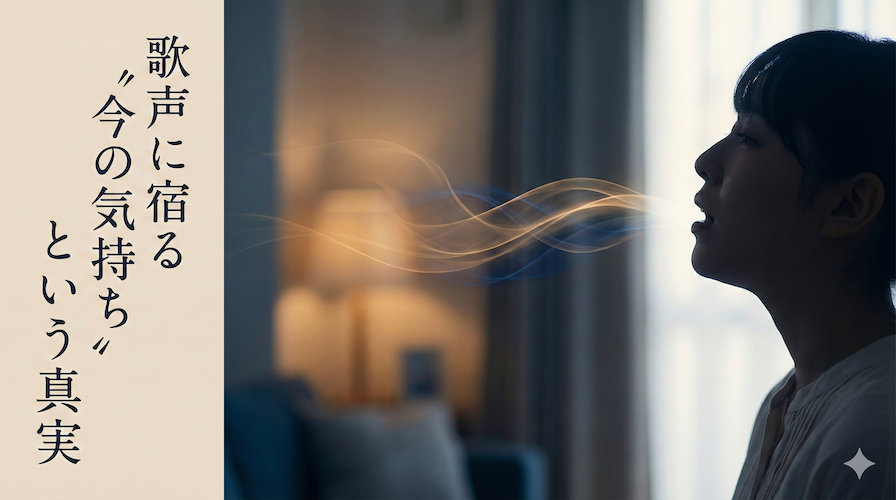 気持ちが歌声に反映される様子を描いた実写風シルエットイメージ