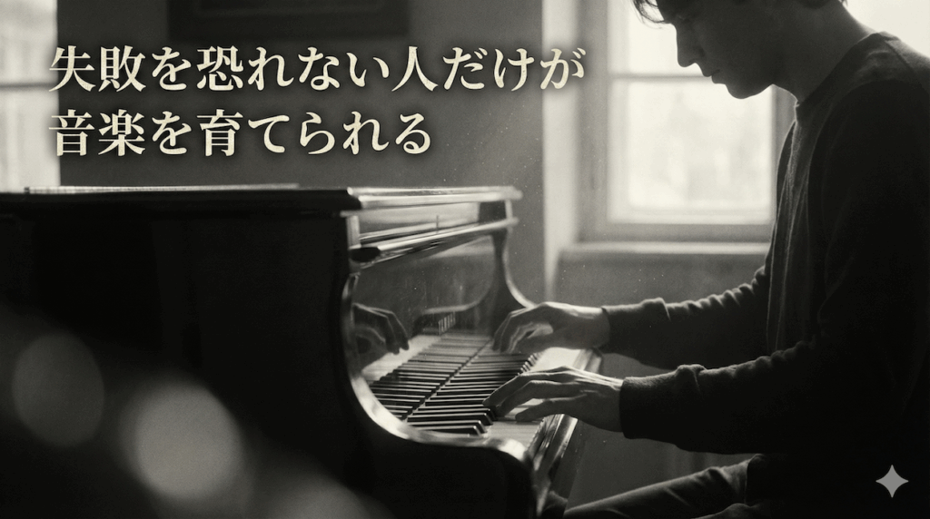 失敗を恐れず音楽を育てる姿勢を象徴した実写風イメージ